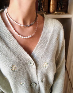 Collier Perles & Chaine Argent